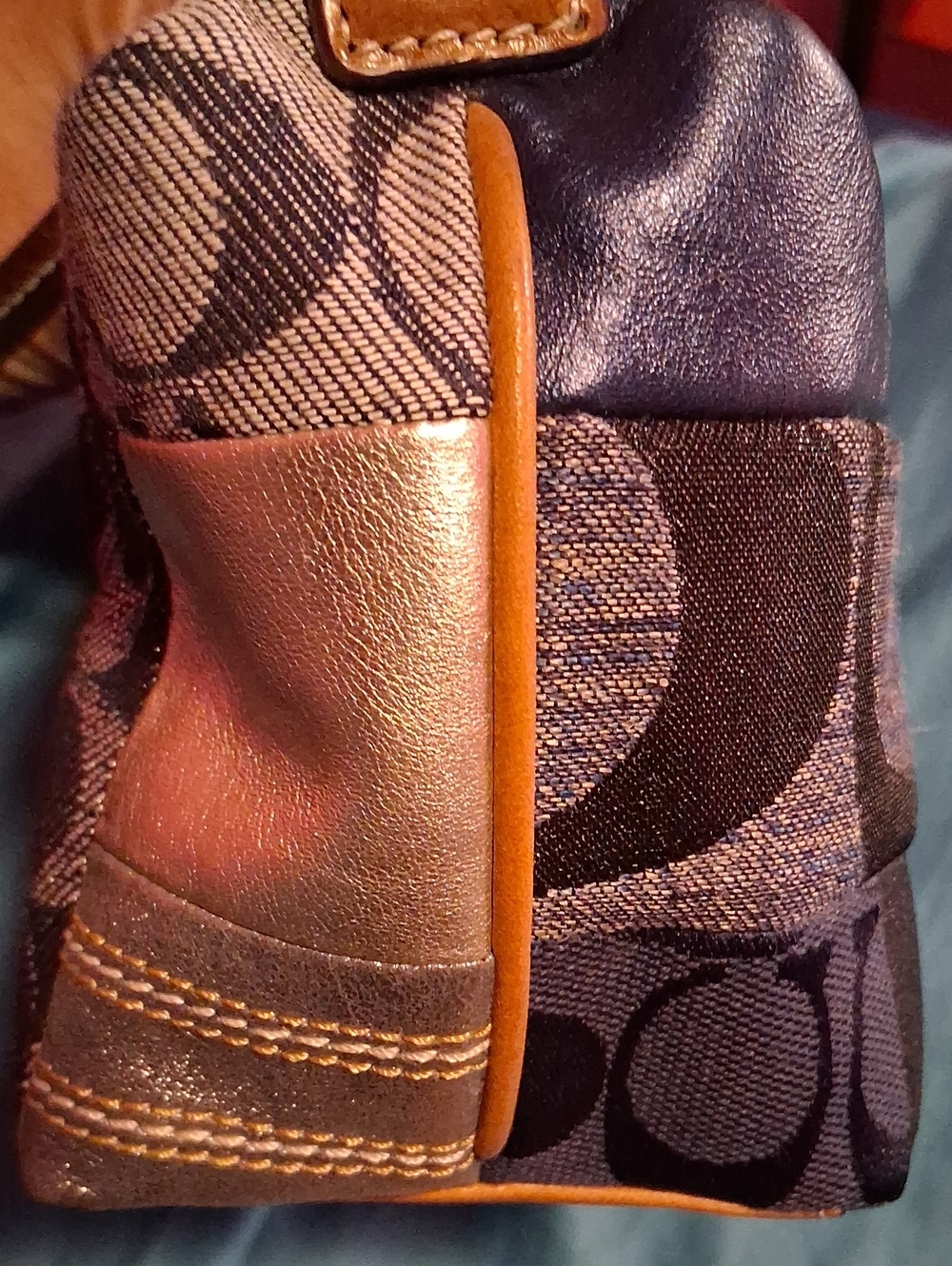 Coach Patchwork Denim Bagette in Navy, Cream and Brown - Picture 12 of 12